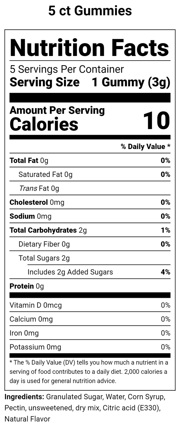 Delta-9 Gummies 50mg 5ct Bag - Texas Freedom