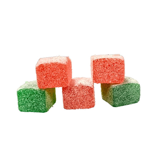 a pyramid of green and red thcp & delta-8 thc gummies | Texas Freedom CBD